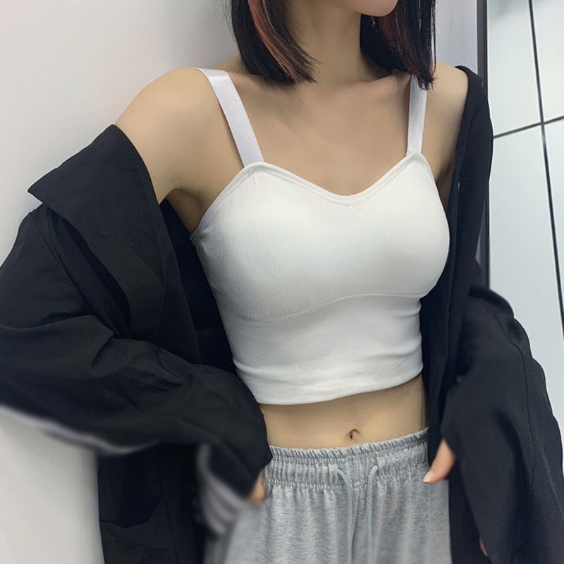 Áo dây dài hở lưng màu trơn có thể điều chỉnh phong cách Hàn Quốc