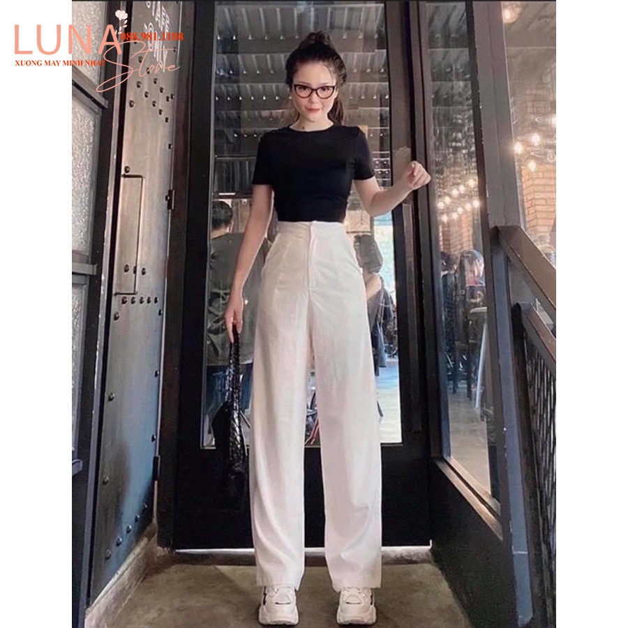 Quần ống suông đũi nữ Hàn dáng dài 92cm chất mềm mại mát must have trong tủ đồ.