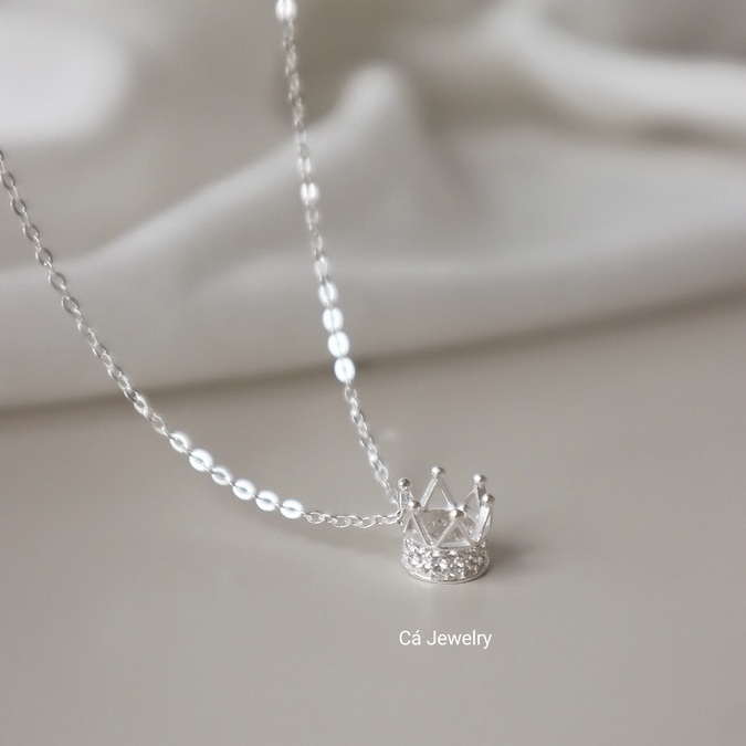 Dây chuyền nữ vòng cổ nữ bạc s925 vương miện tròn Cá jewelry DC21