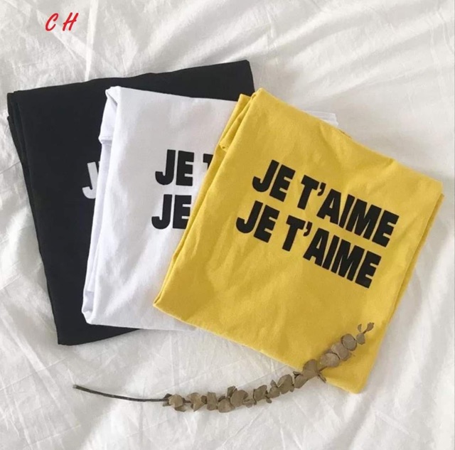 Áo phông Je T'Aime chữ ngực COH0919