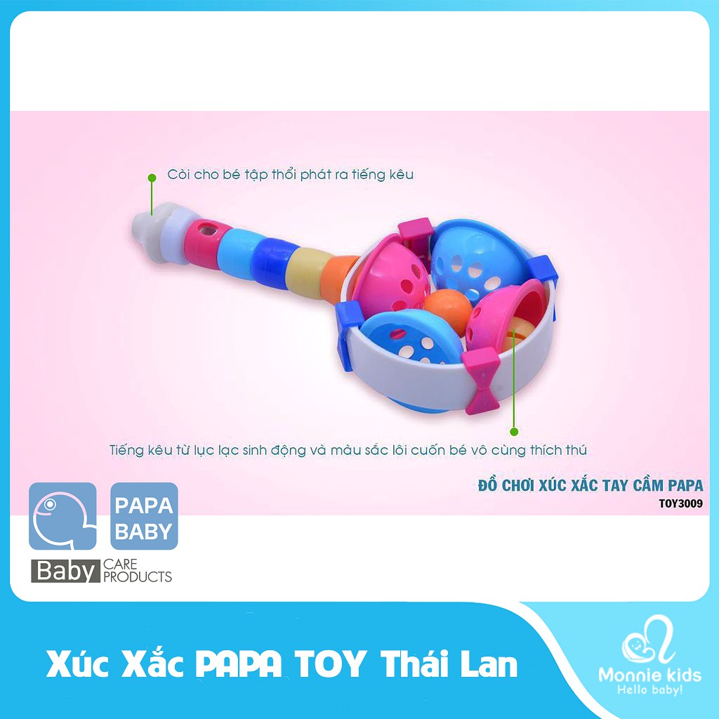 Xúc Xắc Cầm Tay PAPA TOY 3009 Thái Lan, Nhựa Cao Cấp, An Toàn Cho Bé