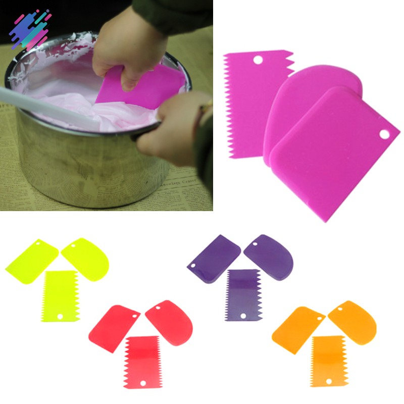 Set 3 miếng nhựa cạo chuyên dụng làm bánh kem đa năng
