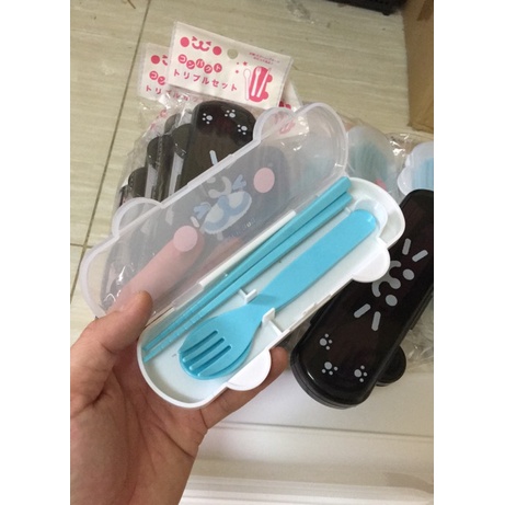 Bộ đũa, thìa, dĩa cho bé kèm hộp đựng NHẬT BẢN