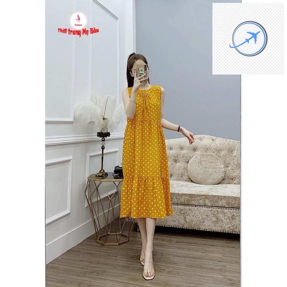 Váy bầu chấm bi ba lỗ hàng thiết kế (hình thật) (shop Tatoco)