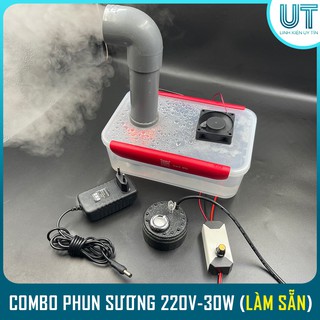 COMBO Phun Sương tạo hơi nước 220V 30W - Thùng 10 lít phun 6-8h mới cần tiếp nước - Làm mát tạo ẩm phong lan (LÀM SẴN)