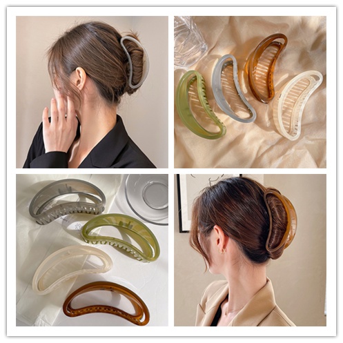 Kẹp Tóc Hình Bán Nguyệt 13cm Màu Thạch Ngọt Ngào Phong Cách Hàn Quốc trâm cài tóc