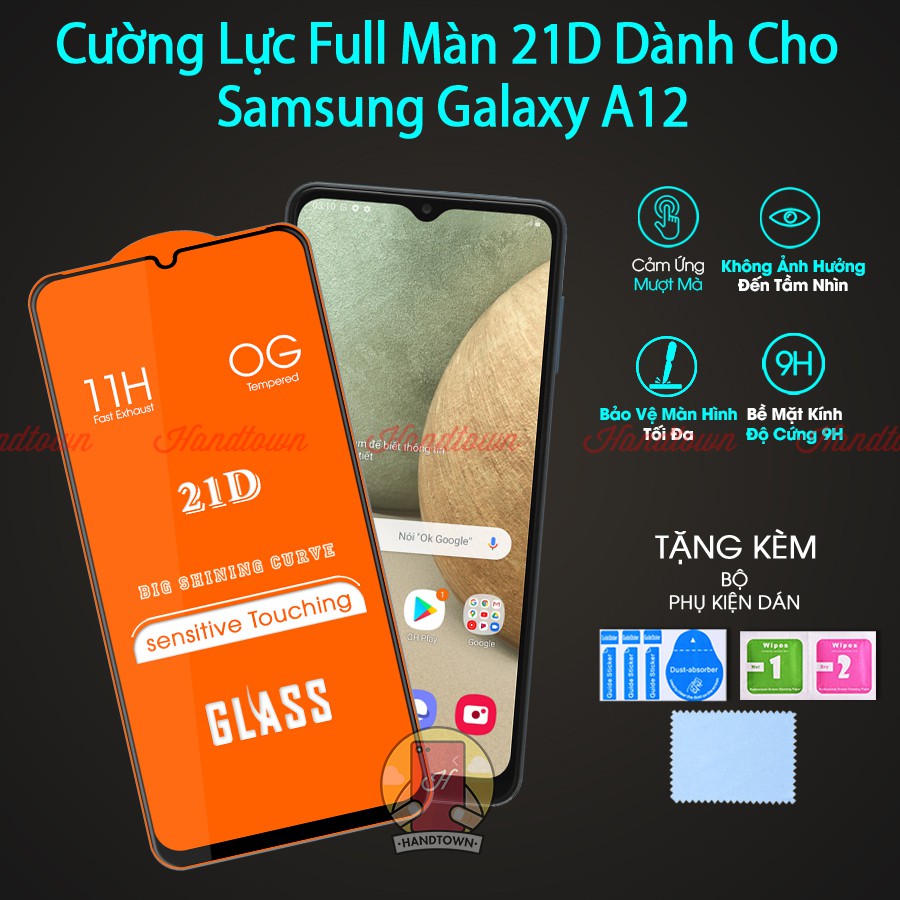 Kính Cường lực 21D Samsung Galaxy A12 samsungA12 Full Màn Full Keo Chống Trầy Xước Chống Va Đập Bảo Vệ Màn Hình