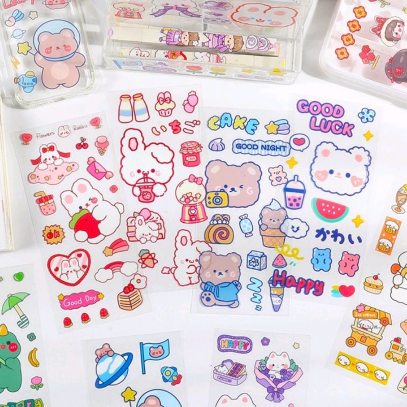 Sticker trong suốt nhiều hình  - Miếng dán cute chống nước