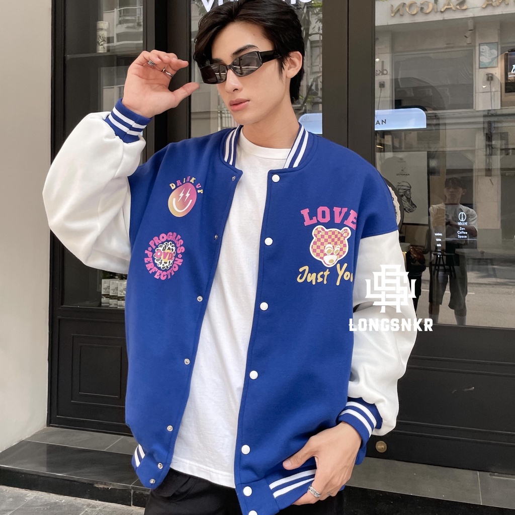 _ Áo khoác Varsity Nothing On  họa tiết Longsnkr chất nỉ giữ nhiệt và thoáng - Bomber /Vars