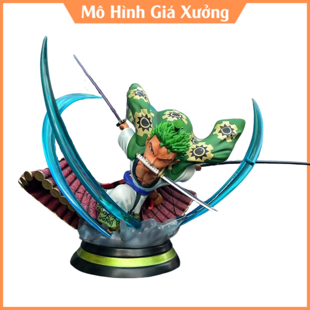 Mô hình One Piece Zoro wano trên mái cao 14cm , trạng thái chiến đấu , figure mô hình one piece , mô hình giá xưởng