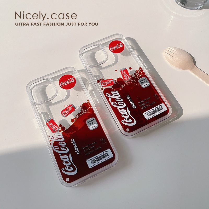 Coca cola Ốp Điện Thoại acrylic Chống Sốc Phối Kim Tuyến Nước Cho iphone 15 plus 14 13 12 11 pro max x xr xs max 6 7 8plus