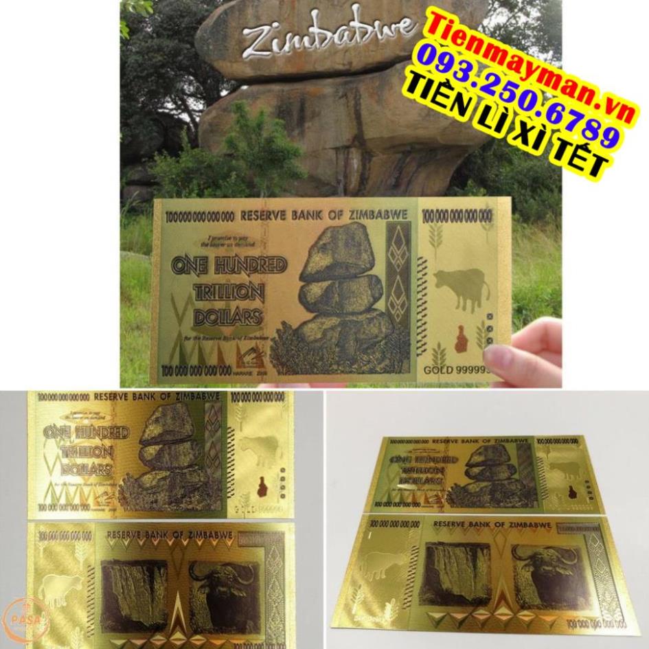 Tờ Tiền 100 Ngàn Tỷ Zimbabwe Kỉ Niệm Bằng Plastic, Để Sưu Tầm, Làm Quà Tặng