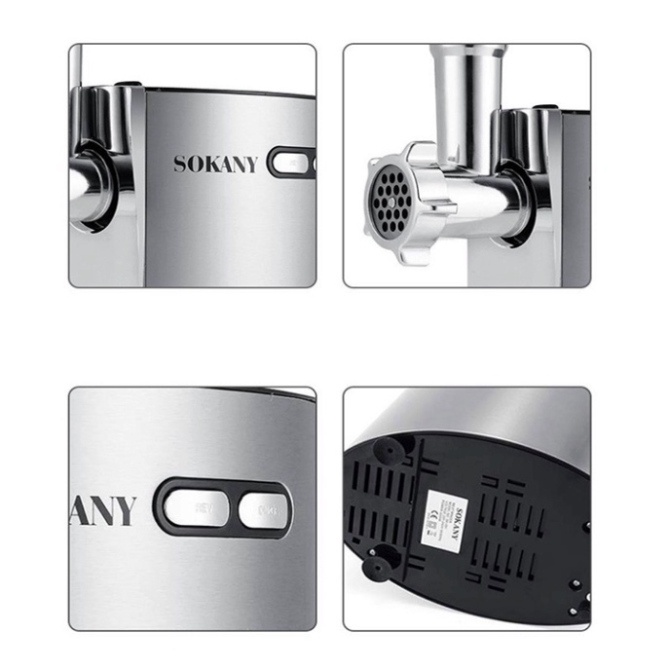 Máy nhồi xay thịt cá, máy đùn thịt làm lạp xưởng cao cấp Sokany 2500W
