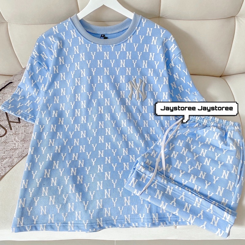 Áo thun và quần NY màu ĐEN/KEM vải chân cua dày mịn   Jaystoree2