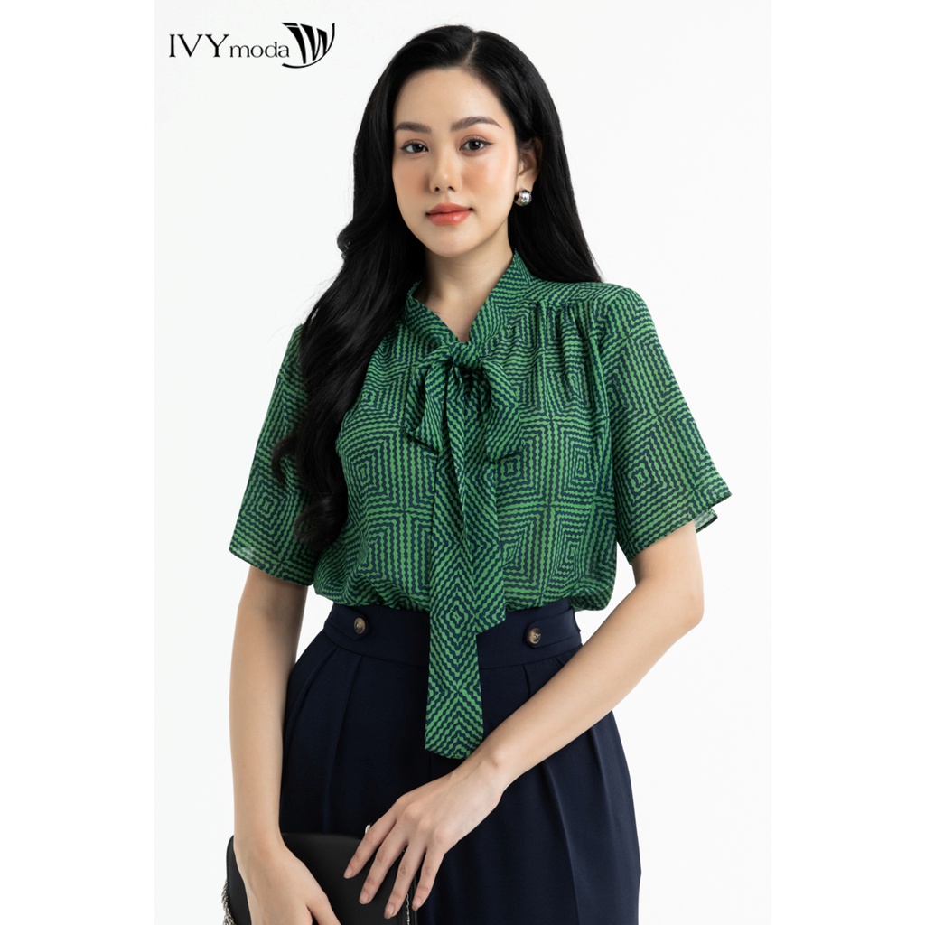 Áo voan nữ phối nơ IVY moda MS 16M7305