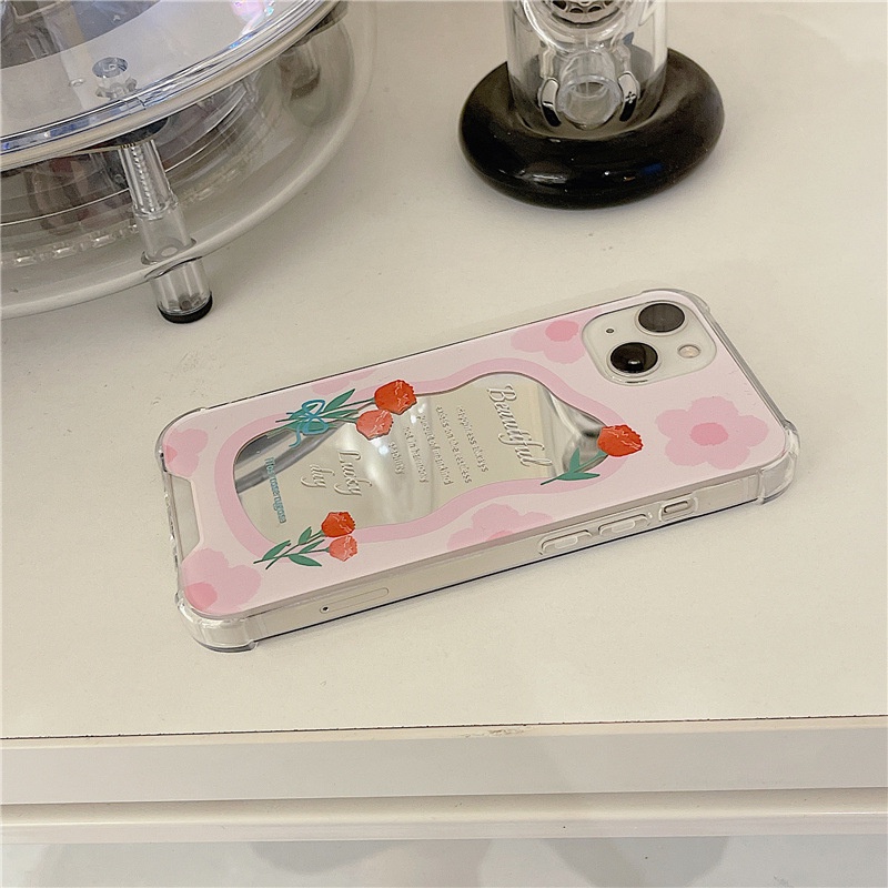 Ốp lưng iphone Ốp Điện Thoại Gắn Gương Màu Hồng Cho iPhone 6/6splus/7/7plus/8/8plus/x/xr/xs/11/14pro/13/pro/max/plus/promax 13 Dinuo case