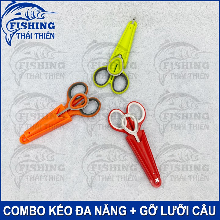 Combo Kéo Cắt Đa Năng SDY 304 Cây Gỡ Lưỡi Câu 11cm Chuyên Nghiệp Có Vỏ Gắn Vào Thùng Câu Đài Tiện Lợi