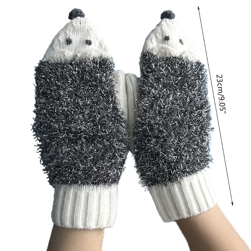 Găng Tay Len Mềm Mại Hình Nhím Dễ Thương Cho Nữ