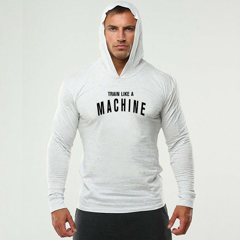 Hoodie dài tay in chữ cái đơn giản dùng tập gym cho nam