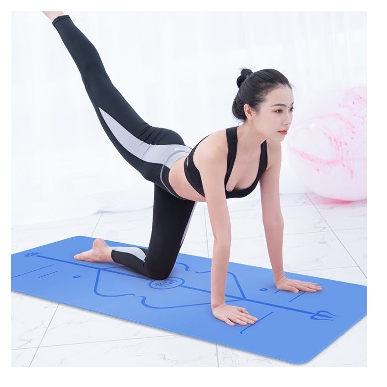 Thảm Tập Yoga Gym Định Tuyến 2 Lớp Cao Cấp An Toàn Sức Khỏe Thảm Yoga Gym Chất Liệu TPE Xốp Mềm Chống Trượt Dày 8mm TM11