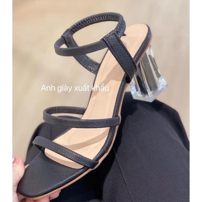 SD78 - Sandal quai mảnh gót trụ trong 7p da lì mềm ôm chân ( ảnh thật kèm e)
