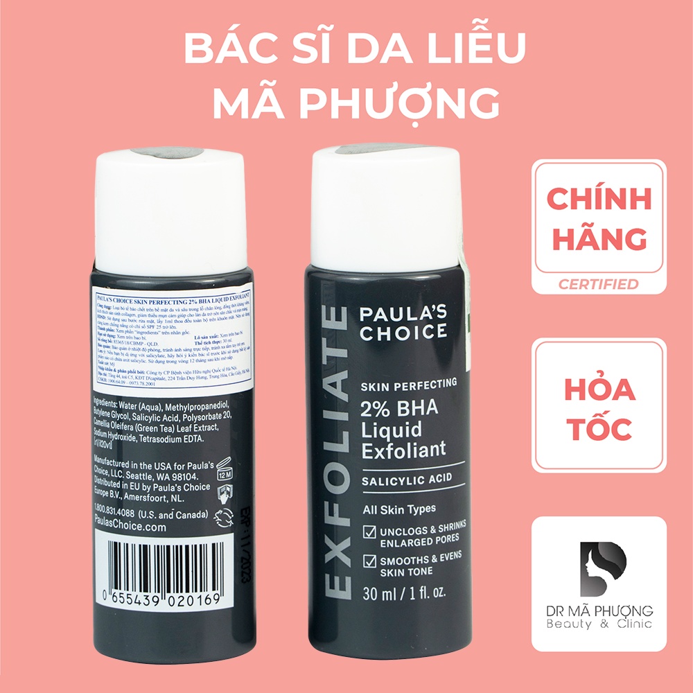 BHA 2% LIQUID Tẩy da chết hoá học Paulachoice