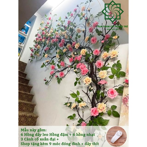 Hoa Hồng dây leo giả/nhựa trang trí nhà cửa Tết đón năm mới cao cấp