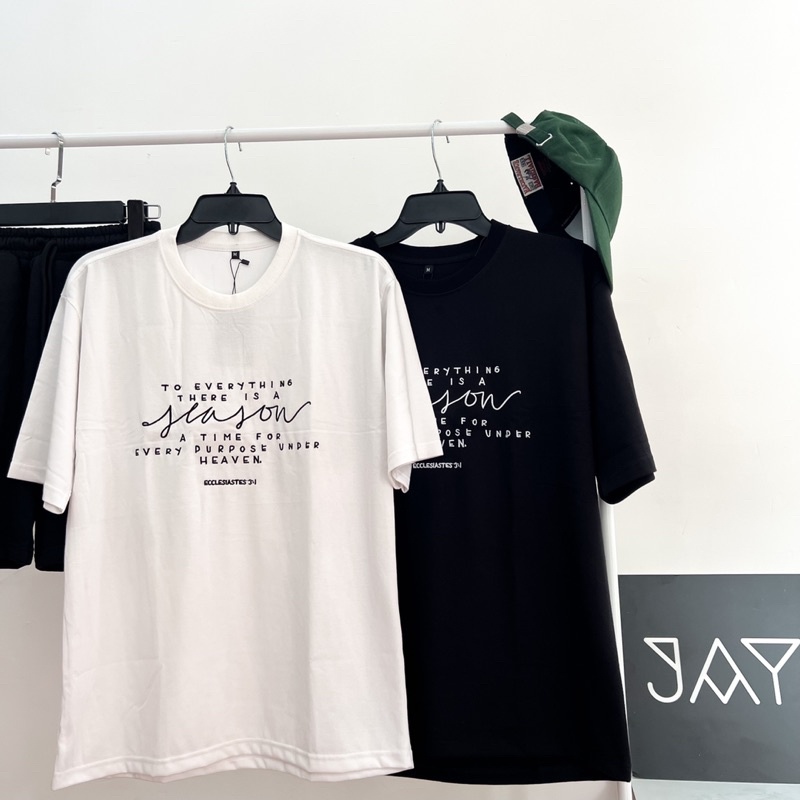 Áo Thun Tay Lỡ Unisex HEAVEN màu ĐEN/TRẮNG vải cotton  Nam nữ unisex Áo phông cổ tròn form rộng Jaystoree