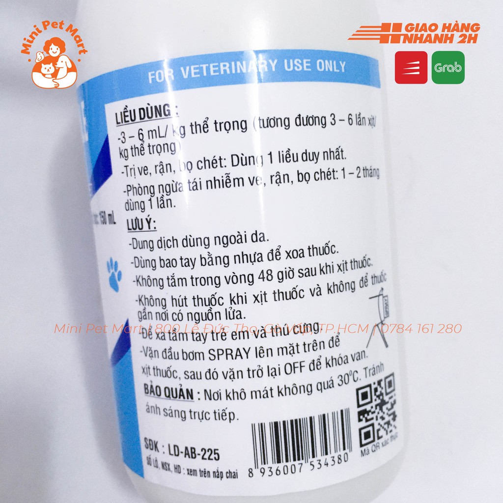 NOVA PYRAZOLE 150ml - Thuốc xịt diệt ve, rận, bọ chét cho chó mèo