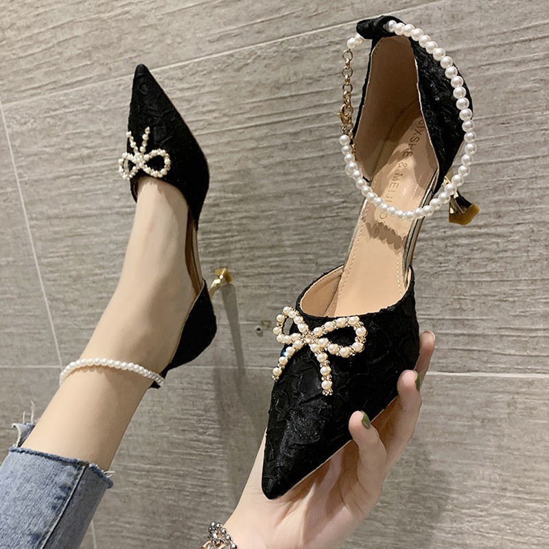 ✙▲High heels female 2021 summer new Korean version of the net red fairy style temperament pointed wild ins fashion stiletto shoes