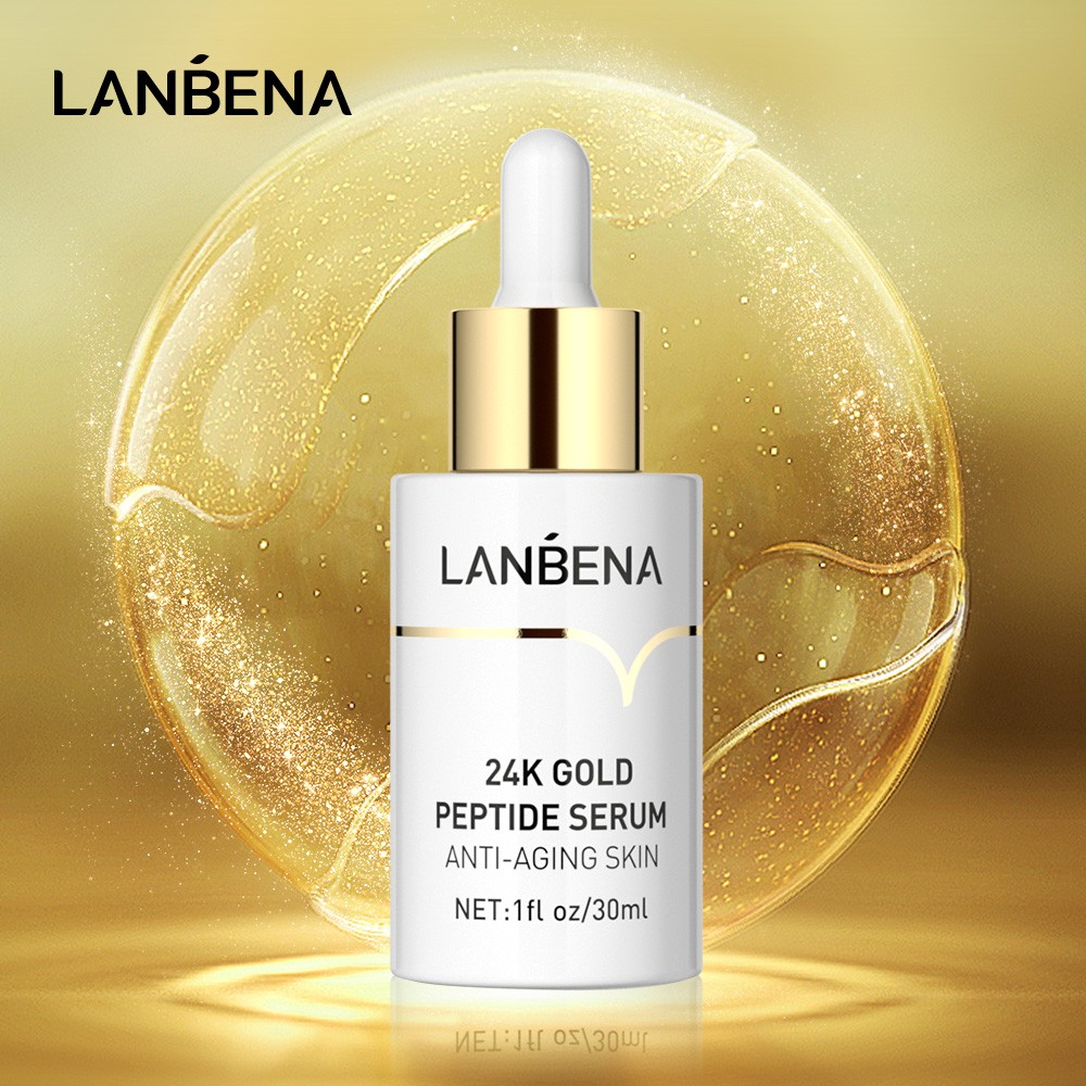 LANBENA 24k Gold Peptide Serum Anti-Aging Moisturizing Whitening Nourishing Skin Care 30ml