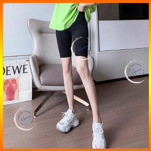 Quần Legging Đùi Lửng Nữ Biker Short Chất Thun Cotton Dày Dặn Co Giãn 4 Chiều Nâng Mông Ôm Sát Tôn Dáng Hanva
