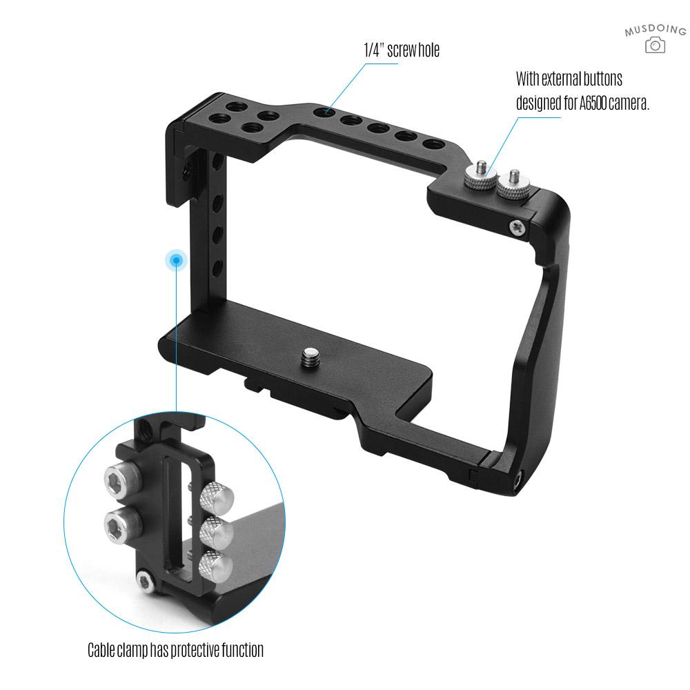 ღ Andoer Camera Cage Aviation Aluminum Video Film Movie Making Cage with 1/4 Inch Screw Hole Cable Clamp Accessory Replacement for Sony A6000/A6300/A6400/A6500 Camera