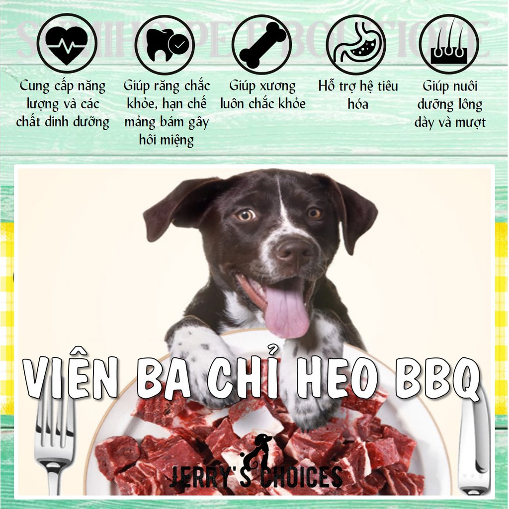 Bánh thưởng cho chó mèo Jerry's Choices (Viên ba chỉ heo BBQ) 100gr/túi
