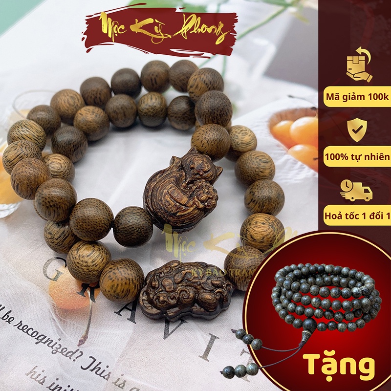 Vòng Trầm Hương Đơn Mix Charm Nam Nữ Đủ Size 10mm 12mm 14mm 16mm Mộc Kỳ Phong