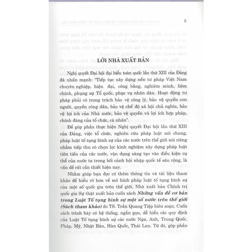 Sách - Những Vấn Đề Cơ Bản Trong Luật Tố Tụng Hình Sự Một Số Nước Trên Thế Giới