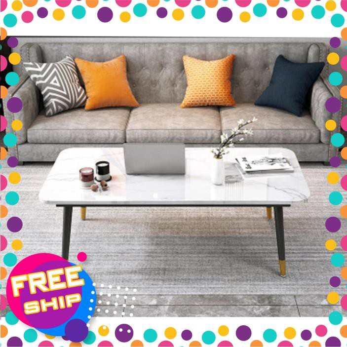 💥Giá rẻ💥 Bàn sofa phòng khách- bàn trà 1m2*60cm mặt gỗ mạ vân đá phủ bóng BAT022