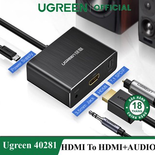 Cáp chuyển tín hiệu hdmi sang hdmi kèm audio 3.5mm ugreen 40281 chính hãng