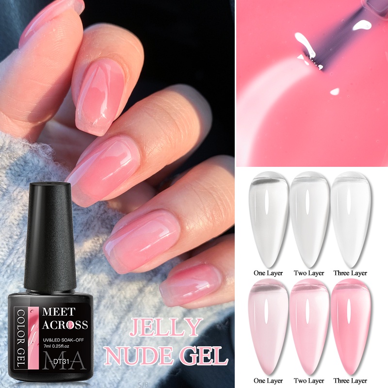 Sơn móng gel UV LED MTSSII Meet Across 7ml bán vĩnh viễn màu nude thạch trong suốt tùy chọn