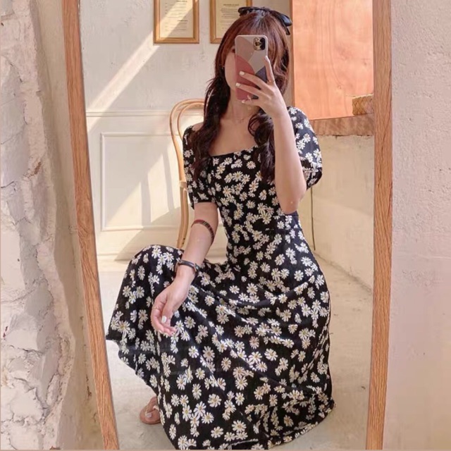 Đầm hoa cúc dáng dài