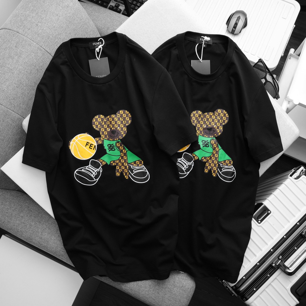 Áo phông nam, Áo thun nam hoạ tiết gấu phong cách, chất liệu cao cấp - Màu đen