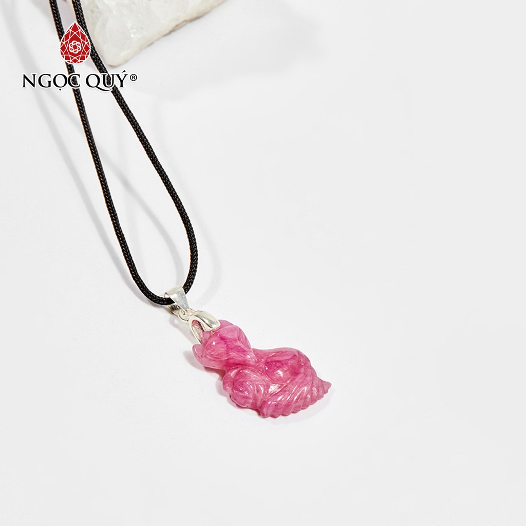 Mặt dây chuyền hồ ly 9 đuôi đá ruby mệnh hỏa, thổ - Ngọc Quý