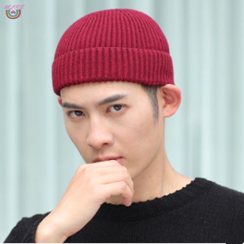Mũ beanie dệt kim không vành phong cách cổ điển cho nam