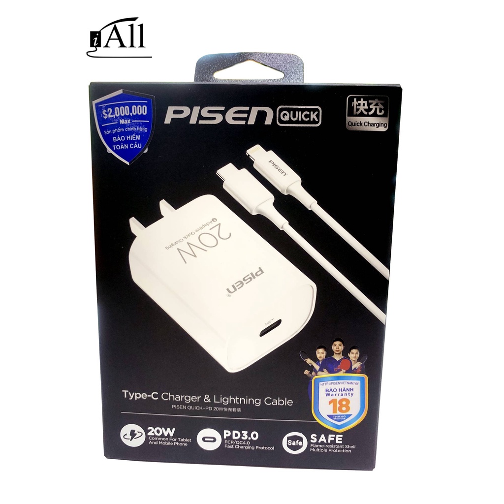 Sạc PISEN QUICK PD 20W  - TS-C135 - Hàng Chính Hãng