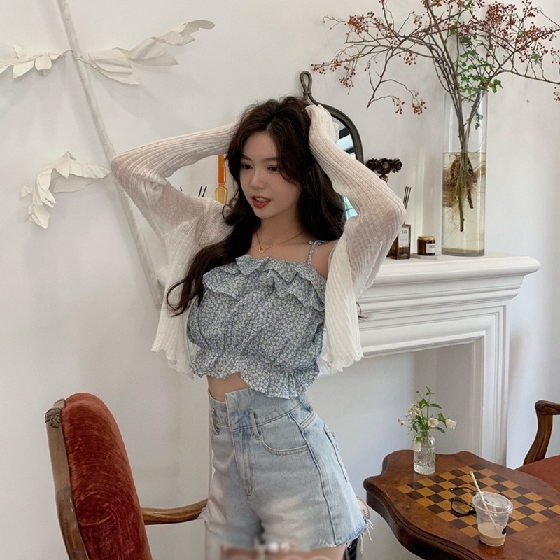 Áo khoác cardigan ZHELIHANGFEI dệt kim lụa lạnh chống nắng thời trang