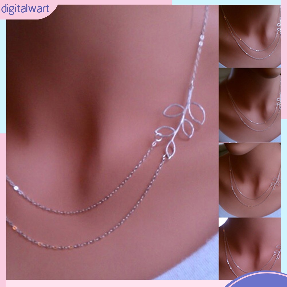 Dây chuyền hai lớp mặt hình chiếc lá xinh xắn dành cho nữ