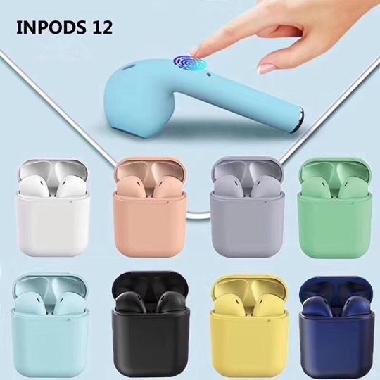 Tai Nghe I12 True Wireless Bluooth Cho Iphone Và Android Combo Vỏ Ốp Bảo Vệ AIrpods I12/I11(Hot Tiktok 2021)