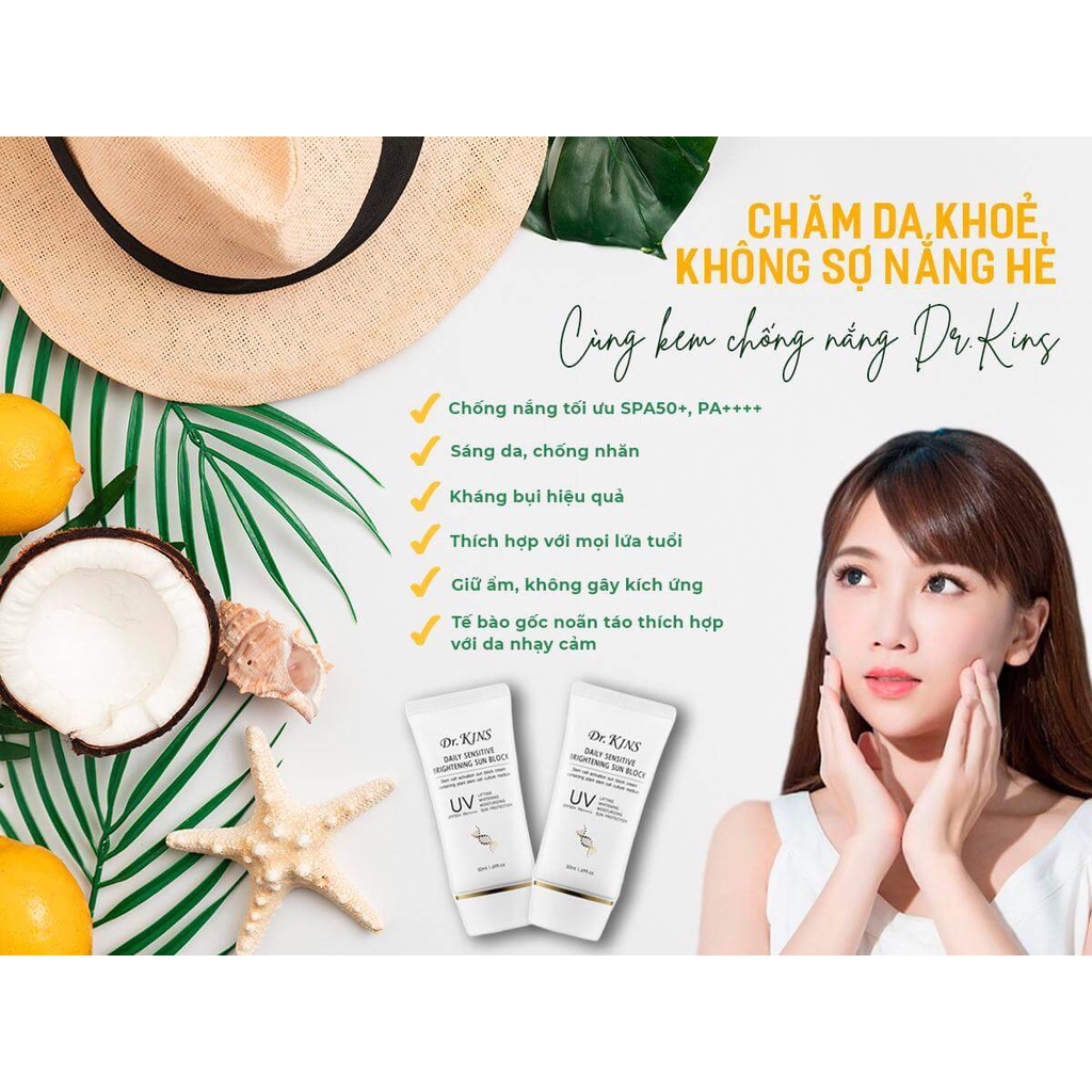 [SALE] COMBO 2 Kem Chống Nắng Tế Bào Gốc Dưỡng Ẩm Chống Nhăn Dr.kins 50ml - KOBE YOUNG