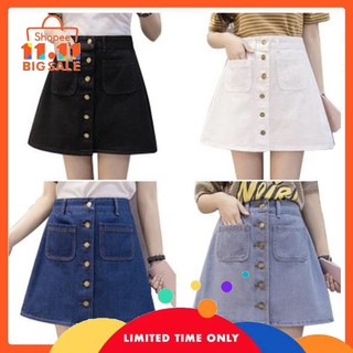 FREESHIP ĐƠN 99K_ Chân váy Jeans dáng chữ A phối nút độc đáo