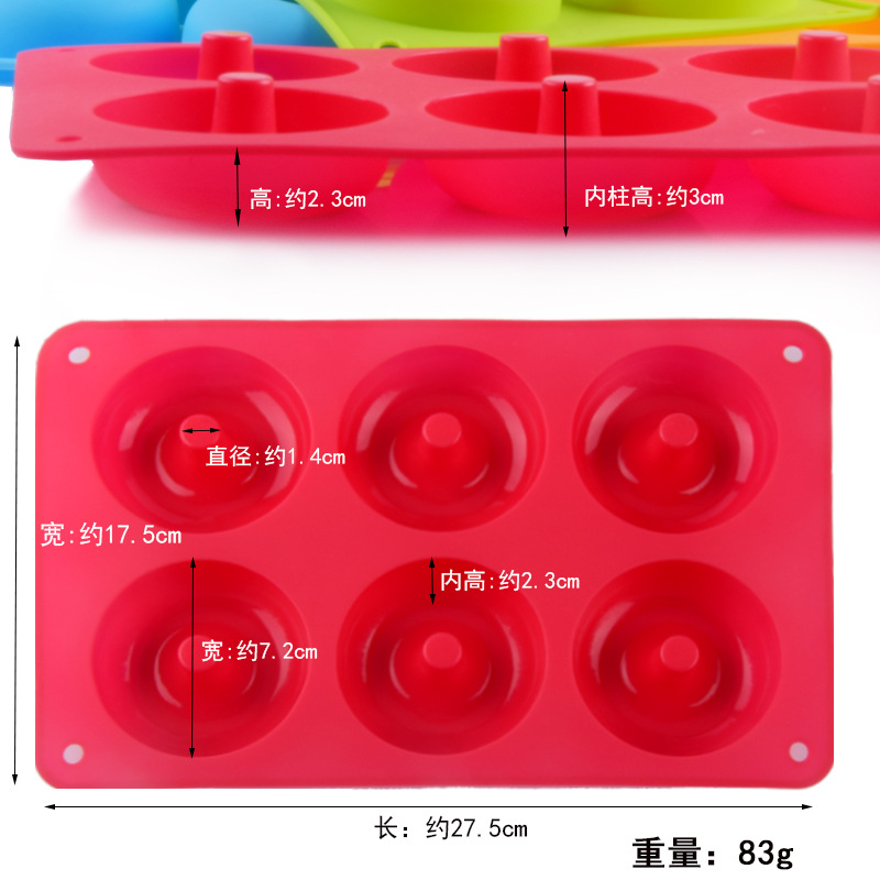 Khuôn Làm Bánh Donut 6 Ngăn Hình Tròn Bằng Silicone Dày Dặn Tiện Dụng Cho Nhà Bếp Diy